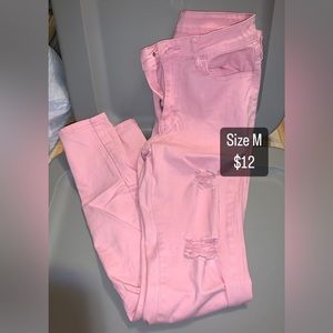 SHEIN pink ripped skinny jeans
